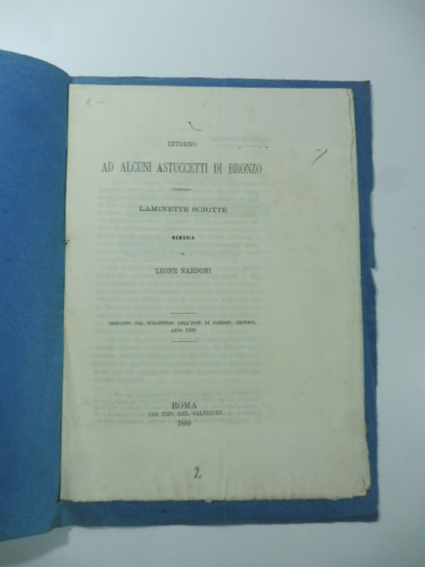 Intorno ad alcuni astuccetti di bronzo contenenti laminette scritte. Memoria